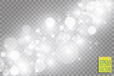 Soyut beyaz bokeh etkisi patlama ile modern tasarım kıvılcım. Parlayan yıldız patlaması veya havai fişek ışığı efekti. Sparkles ışık vektör şeffaf arka plan. Noel kavramı.