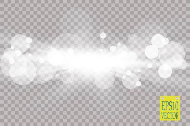 Soyut beyaz bokeh etkisi modern tasarım ile kıvılcım saçar. Parlayan yıldız patlaması ya da havai fişek etkisi. Işıltılı ışık vektörü şeffaf arka plan. Noel kavramı. Titrek sihirli efekt