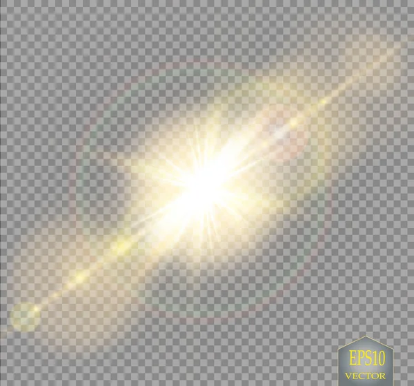 Efecto Luz Destello Lente Especial Luz Solar Transparente Vectorial Flash — Vector de stock