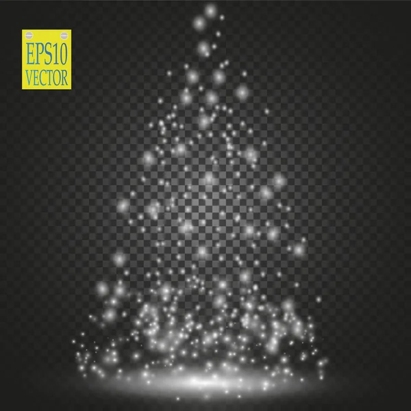 Karácsonyfa Készült Fehér Csillogó Bokeh Fények Csillogás Ragyogó Csillag Napszemcsék — Stock Vector