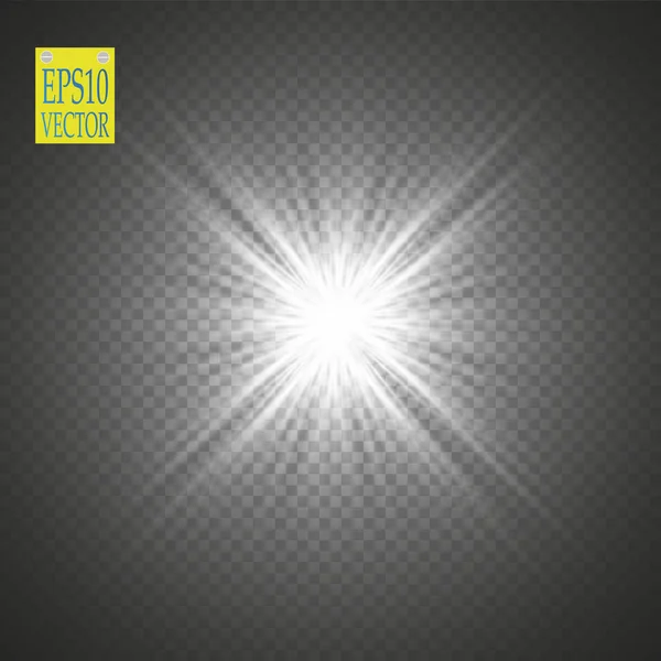 Λάμψη Φωτός Starburst Λάμψη Διαφανές Φόντο Εικονογράφηση Διανύσματος Ήλιος — Διανυσματικό Αρχείο