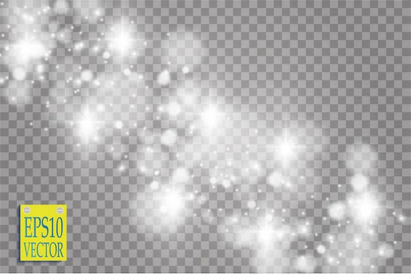 Abstract white bokeh effect explosion with sparks modern design. Glow star burst or firework light effect. Sparkles light vector transparent background. Christmas Concept. Flicker magic effect