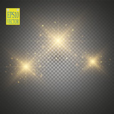 Vektör altın parıltılı dalga çizimi. Altın yıldız tozu izleri, şeffaf arkaplanda izole edilmiş ışıldayan parçacıklar. Sihirli kavram