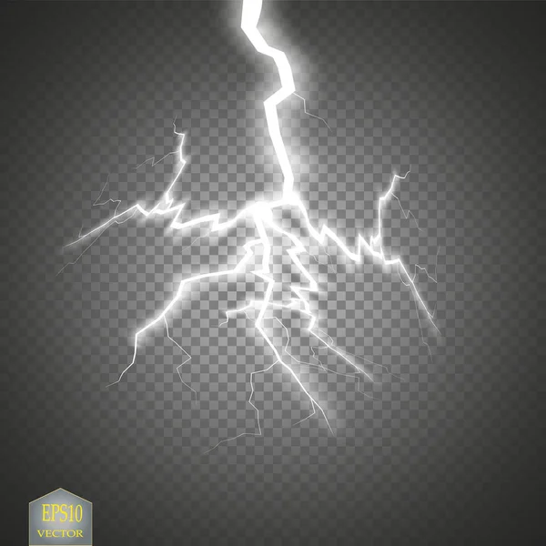 Conjunto Relámpagos Tormenta Relámpagos Efectos Iluminación Mágicos Brillantes Ilustración Vectorial — Vector de stock