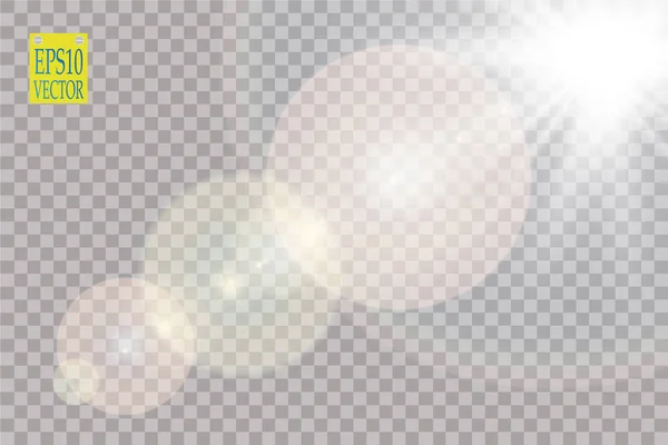 Vector transparent sunlight special lens flare light effect. Sun flash with rays and spotlight. eps 10