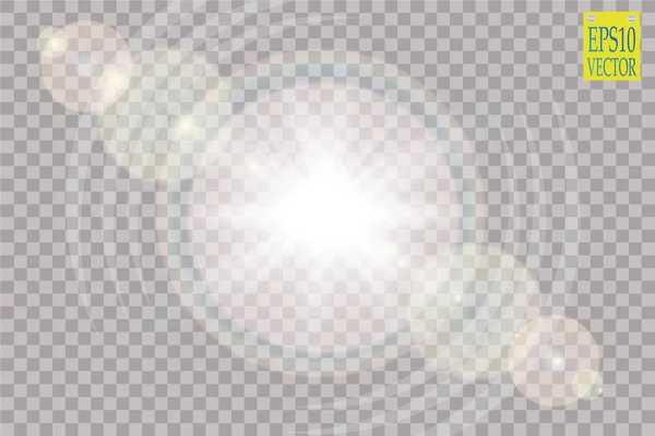 Vector Transparant Zonlicht Speciale Lens Flare Licht Effect Zon Flitsen — Stockvector