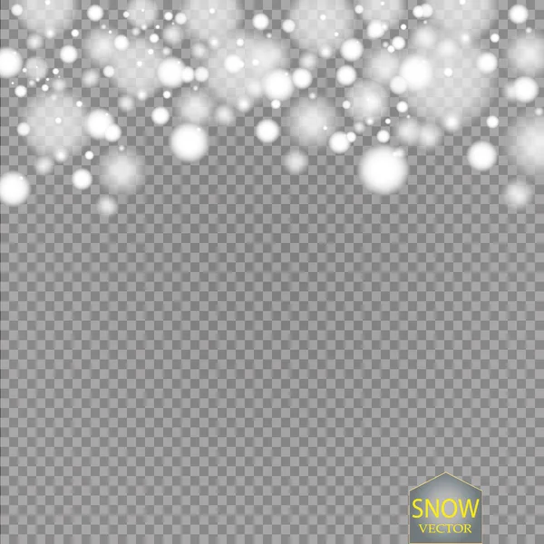 Efecto Caída Vectorial Nieve Aislado Sobre Fondo Transparente Con Bokeh — Vector de stock