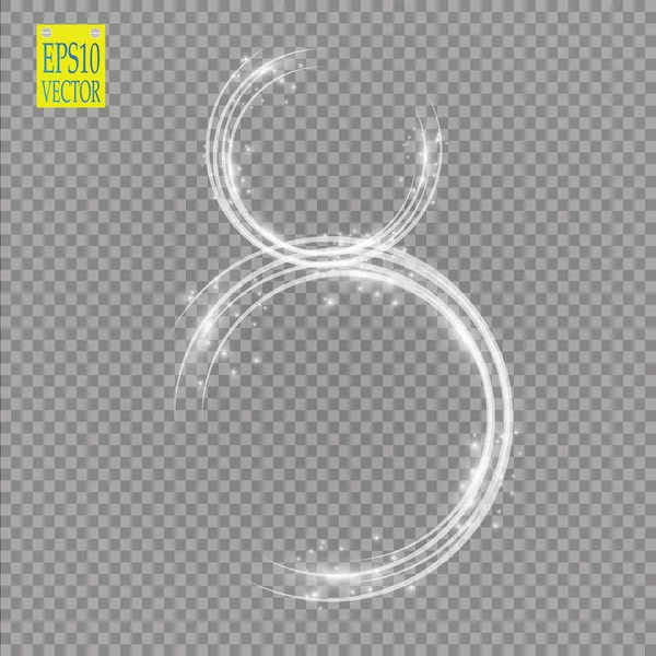 アルファベット透明な背景に白い輝く星の数8 イラストベクトル 第10話 — ストックベクタ