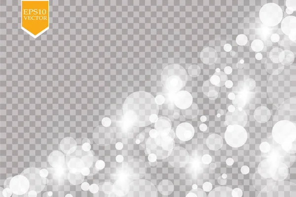 Soyut beyaz bokeh etkisi modern tasarım ile kıvılcım saçar. Parlayan yıldız patlaması ya da havai fişek etkisi. Işıltılı ışık vektörü şeffaf arka plan. Noel kavramı. Titrek sihirli efekt