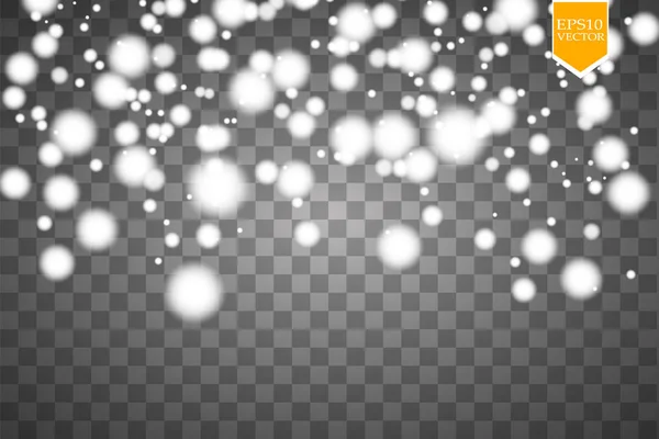 Векторний Ефект Падаючого Снігу Ізольований Прозорому Фоні Розмитим Боке Епс — стоковий вектор