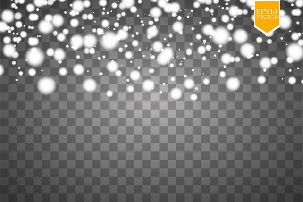 Vektor Faller Snö Effekt Isolerad Transparent Bakgrund Med Suddig Bokeh — Stock vektor