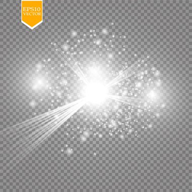 Parlak ışık efekti. Vektör çizimi. Noel flaşı kavramı. 10 saniye.