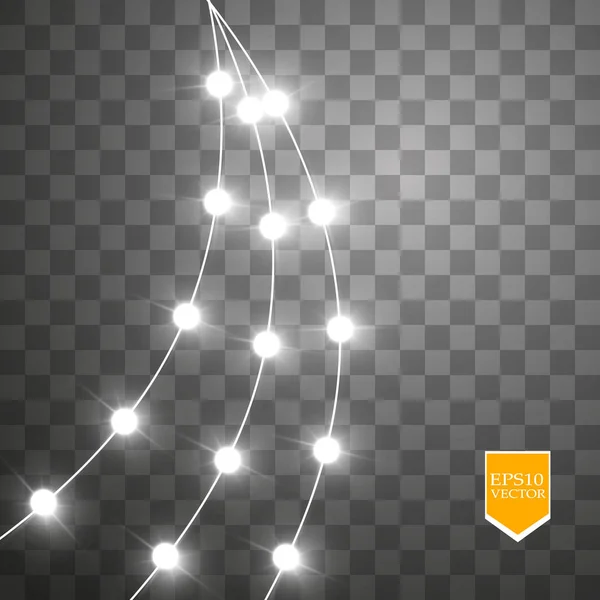 Weihnachtsbeleuchtung Isoliert Auf Transparentem Hintergrund Weihnachtlich Leuchtende Girlanden Vektor — Stockvektor