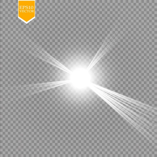 Λάμψη Φωτός Starburst Λάμψη Διαφανές Φόντο Εικονογράφηση Διανύσματος Ήλιος — Διανυσματικό Αρχείο