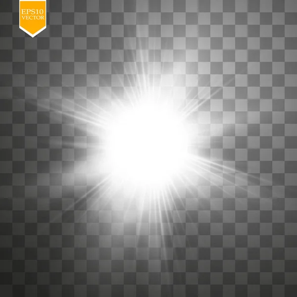 Glow Light Effect Starburst Sparkles Transparent Background Vector Illustration Sun — Stock Vector