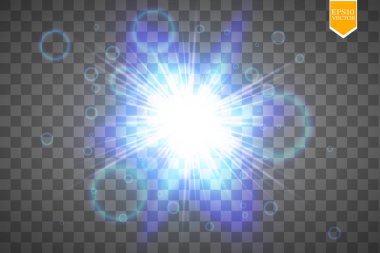 Parlak ışık efektlerinden oluşan yaratıcı bir konsept vektör kümesi siyah arka planda izole edilmiş kıvılcımlarla parlar. Resim tasarımı için, Noel kutlaması için pankart, sihirli ışık ışını