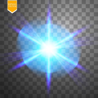 Şeffaf arkaplanda ışık dijital yıldız. Vektör.