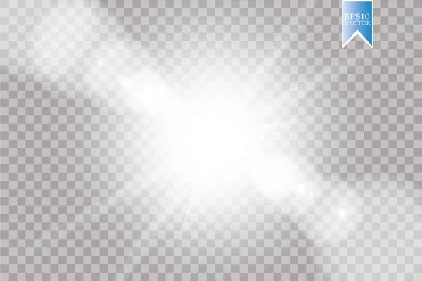 Vetor Luz Solar Transparente Efeito Luz Erupção Lente Especial Flash — Vetor de Stock
