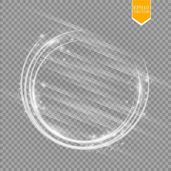 Векторне Світлове Кільце Кругла Блискуча Рамка Частинками Пилу Ізольованими Прозорому — стоковий вектор