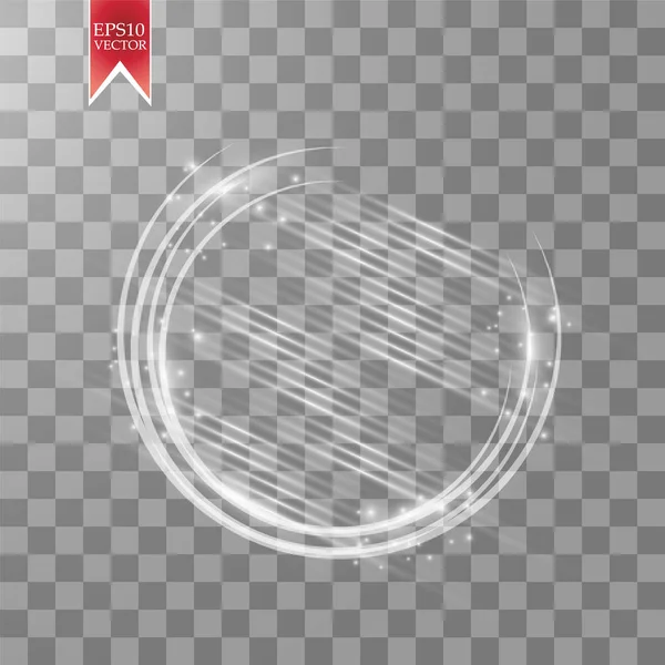 ベクトルライトリング 透明な背景に分離されたライトダストトレイル粒子とラウンド光沢のあるフレーム 魔法の概念 — ストックベクタ
