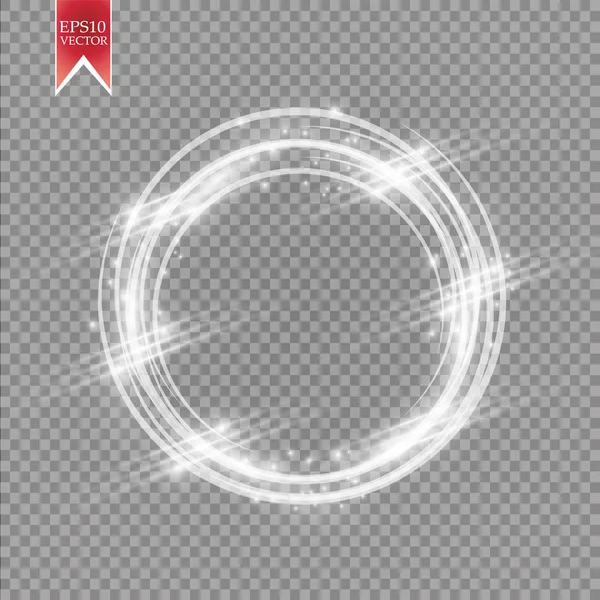 Διανυσματικό Δαχτυλίδι Φωτός Στρογγυλό Γυαλιστερό Πλαίσιο Φώτα Σωματίδια Ίχνη Σκόνης — Διανυσματικό Αρχείο
