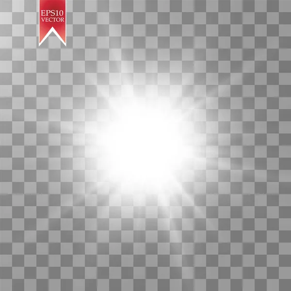 Lichteffekt Starburst Mit Funkeln Auf Transparentem Hintergrund Vektorillustration Sonne — Stockvektor