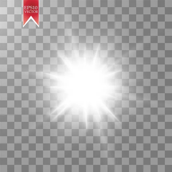 Glow Light Effect Starburst Sparkles Transparent Background Vector Illustration Sun — Stock Vector