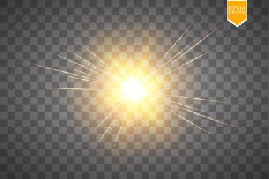 Parlak ışık efekti. Parıltılı yıldız patlaması. Vektör illüstrasyonu