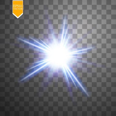 Şeffaf arkaplanda ışık dijital yıldız. Vektör.