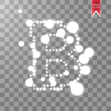 Şeffaf backgraund ışık etkisi ile dijital bitcoins sembolü. Vektör