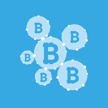 Bitcoin para birimi sistem peering ağ resimde arka plan bağlar. Vektör