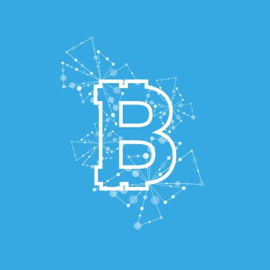 Bitcoin para birimi sistem peering ağ resimde arka plan bağlar. Vektör