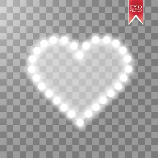 灯的心脏在透明的背景上 情人节贺卡 心与题词我爱你 矢量图解Eps — 图库矢量图片
