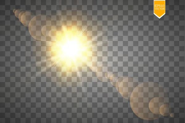 Efecto Luz Destello Lente Especial Luz Solar Transparente Vectorial Sol — Vector de stock