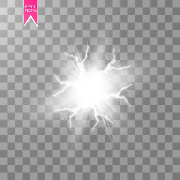 Witte Abstracte Energie Schok Explosie Speciaal Licht Effect Met Vonk — Stockvector