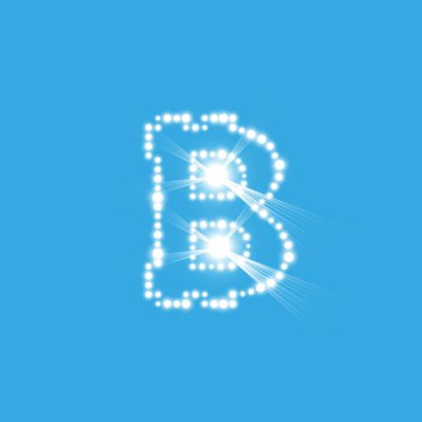 Şeffaf backgraund ışık etkisi ile dijital bitcoins sembolü. Vektör