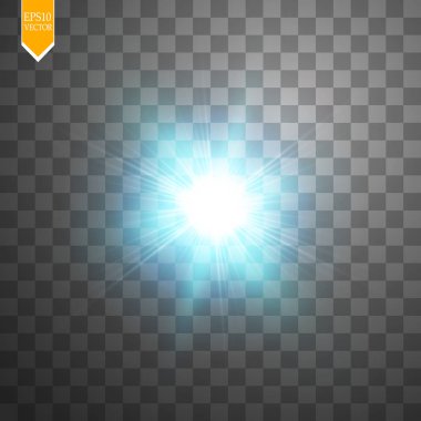 Yaratıcı kavramı kızdırma ışık efekti yıldız patlamaları ile izole üzerinde şeffaf arka plan parıldıyor. Örnek şablon sanat tasarlamak için kutlama ilanı Noel için sihirli flash enerji ışın