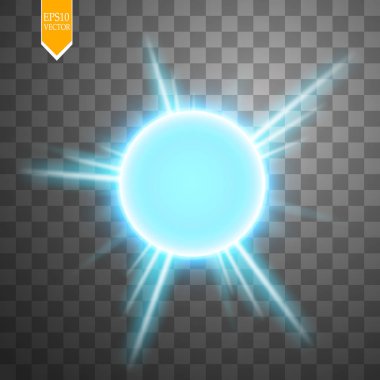 Şeffaf arkaplanda ışık dijital yıldız. Vektör.