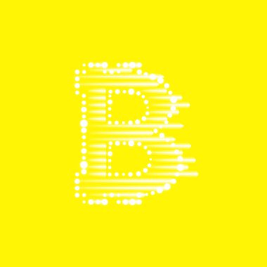 Işık efektli dijital bitcoins sembolü ve sarı arka graund üzerinde ışık çizgileri. Vektör