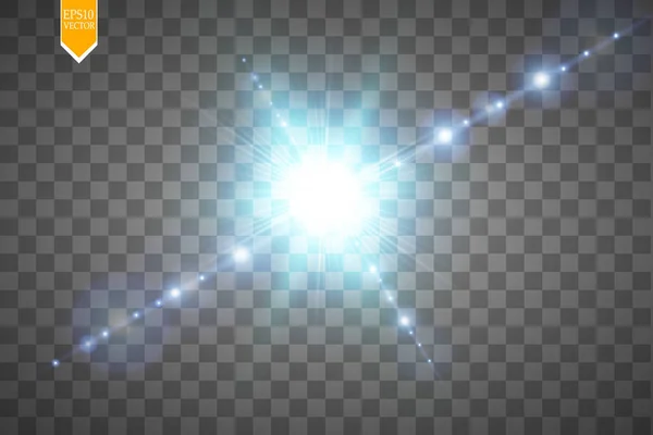 Creatief Concept Glow Lichteffect Sterren Barst Met Sparkles Geïsoleerd Transparante — Stockvector