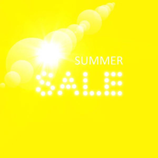 Super Summer Sale Banner Sun Yellow Background Business Seasonal Shopping — Stock Vector