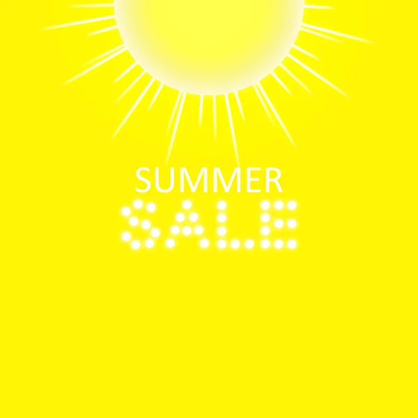 Super Summer Sale Banner Sun Yellow Background Business Seasonal Shopping — Stock Vector