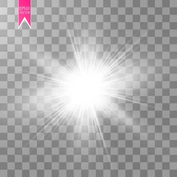 Glow Light Effect Starburst Sparkles Transparent Background Vector Illustration Sun — Stock Vector