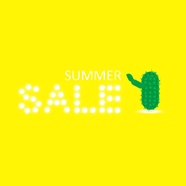 夏季销售背景与仙人掌 矢量插图 — 图库矢量图片