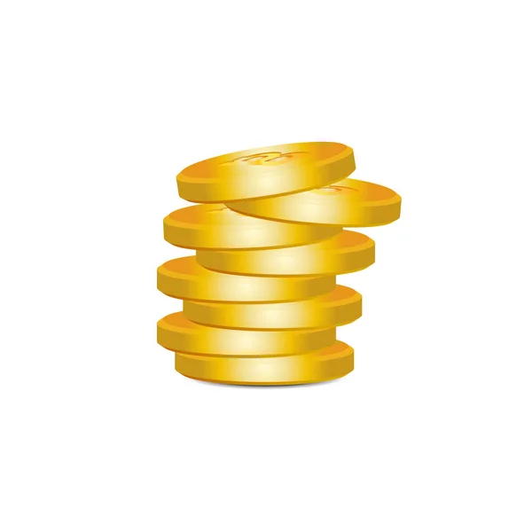 Bando Bitcoins Dourados Backgraund Branco Ilustração Vetorial — Vetor de Stock