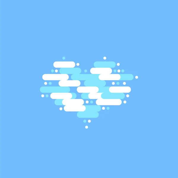 Blue Sky White Clouds Shape Heart Vector Illustration — Stock Vector