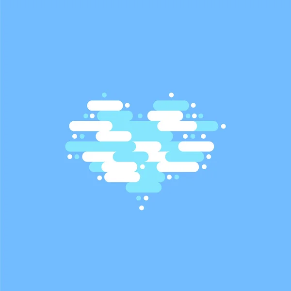 Céu Azul Com Nuvens Brancas Forma Coração Ilustração Vetorial — Vetor de Stock