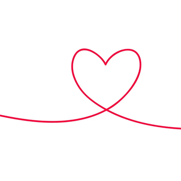 Heart Continuous Drawing Lines Continuous Black Line Work Flat Design — Stock Vector