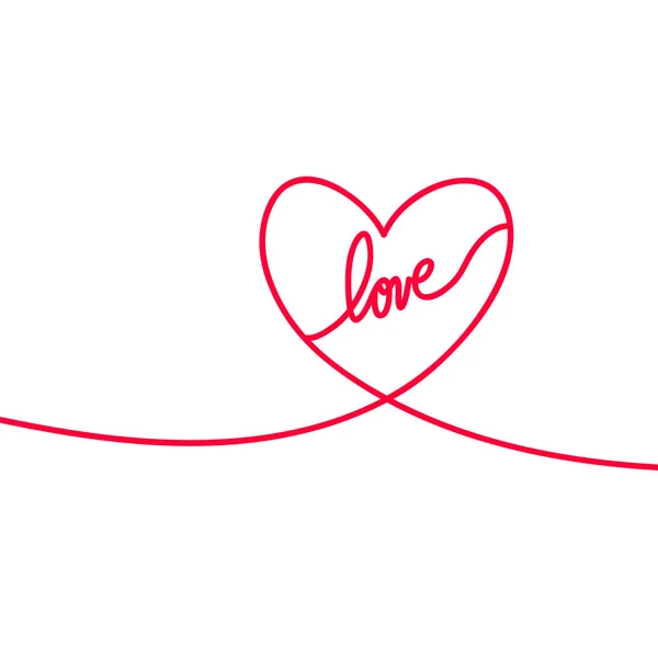 Coeur Amour Lignes Dessin Continu Dans Style Plat Lignes Dessin — Image vectorielle