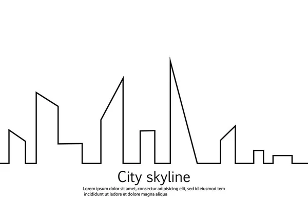 Silhouette Der Stadt Flachem Stil Moderne Stadtlandschaft Vektorillustrationen Stadt Wolkenkratzer — Stockvektor